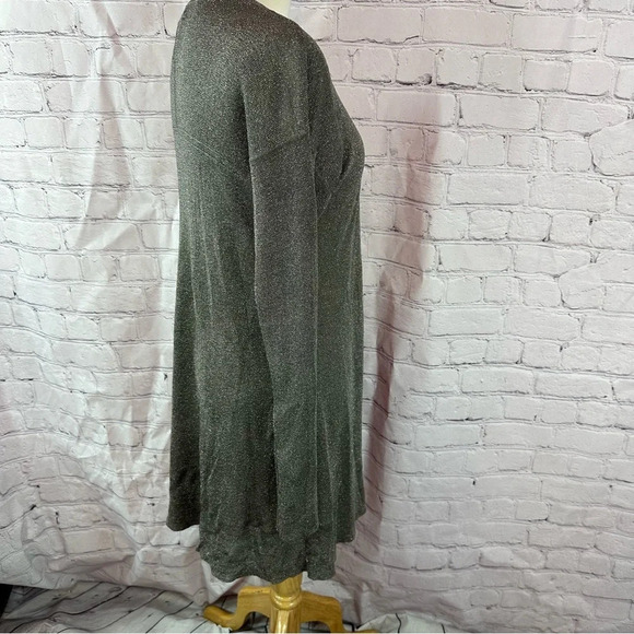 chico's open front cardigan sweater duster gray metallic minimalist boho western - Picture 2 of 8